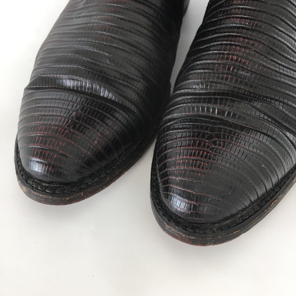 Dan Post Genuine Exotic Black Cherry Teju Lizard Western Cowboy Boots Men’s 9 - Picture 4 of 12